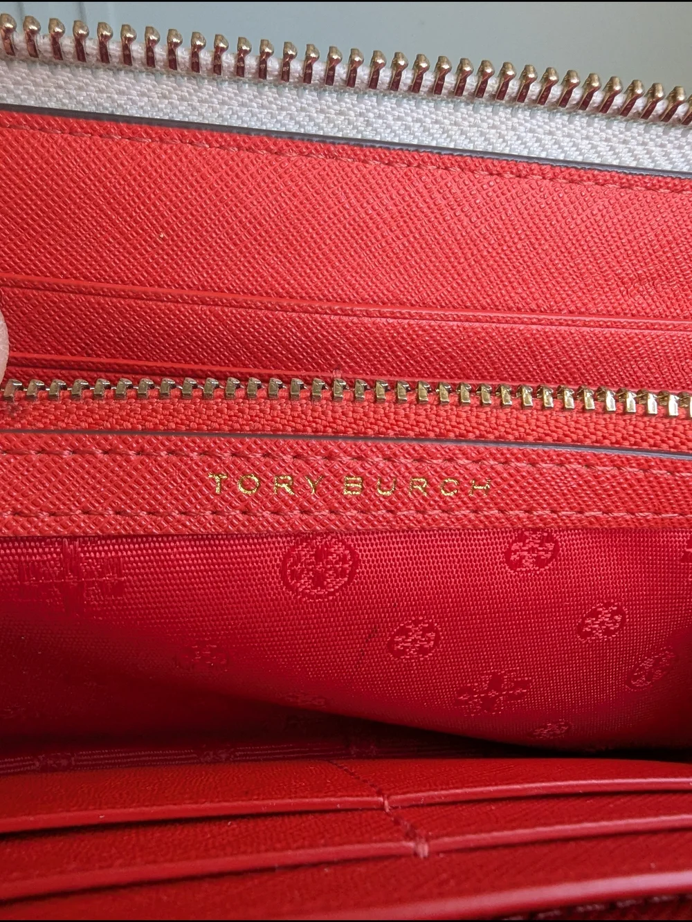 Tory Burch White Multicolor Floral & Bird Zip Wallet
